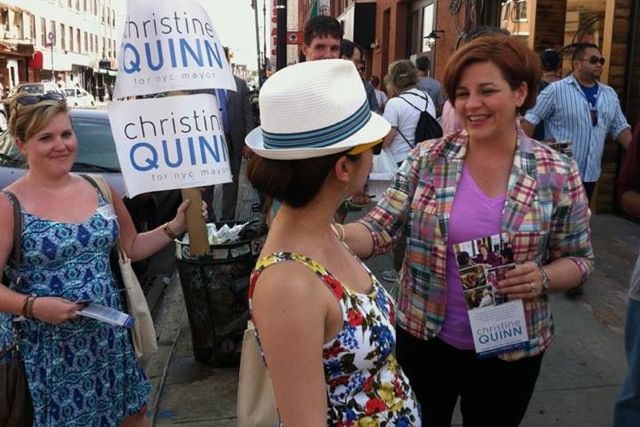 Christine Quinn at Brooklyn Bastille Day festivities
